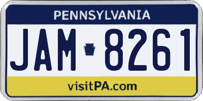 PA license plate JAM8261
