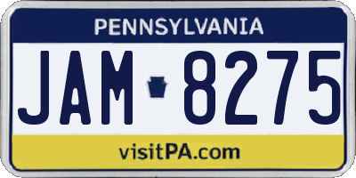 PA license plate JAM8275