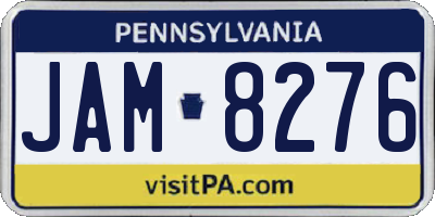 PA license plate JAM8276