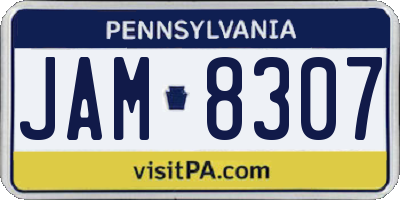 PA license plate JAM8307