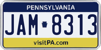 PA license plate JAM8313