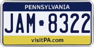 PA license plate JAM8322