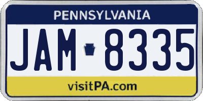 PA license plate JAM8335