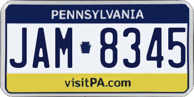 PA license plate JAM8345