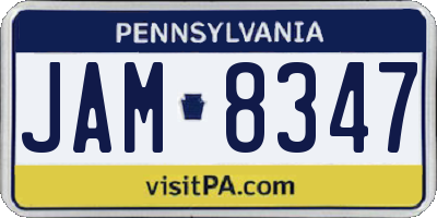 PA license plate JAM8347