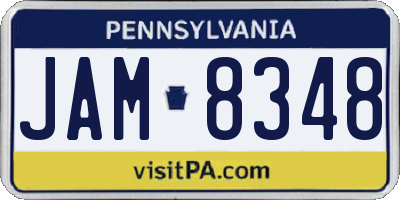 PA license plate JAM8348