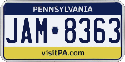 PA license plate JAM8363