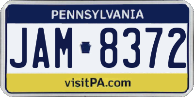 PA license plate JAM8372