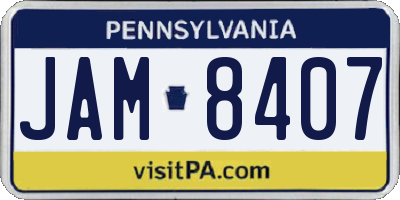 PA license plate JAM8407