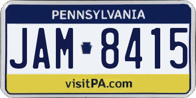 PA license plate JAM8415