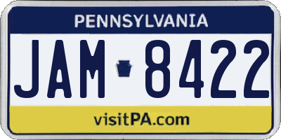 PA license plate JAM8422