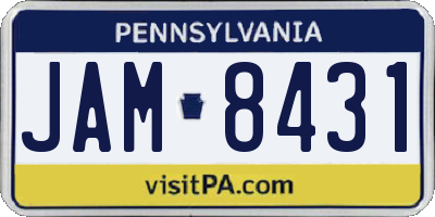 PA license plate JAM8431