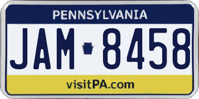 PA license plate JAM8458