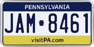 PA license plate JAM8461