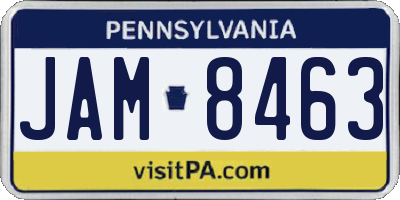 PA license plate JAM8463