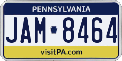 PA license plate JAM8464