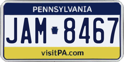 PA license plate JAM8467