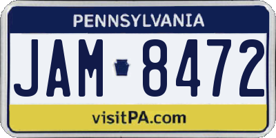PA license plate JAM8472
