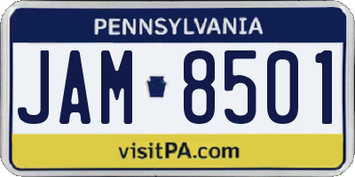 PA license plate JAM8501