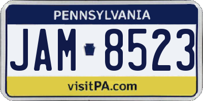 PA license plate JAM8523