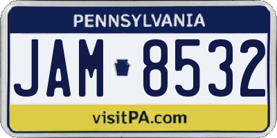 PA license plate JAM8532
