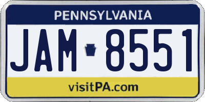 PA license plate JAM8551