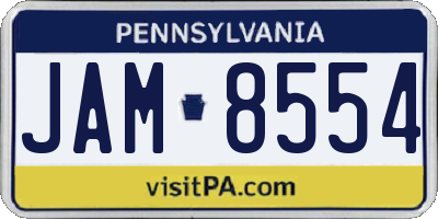 PA license plate JAM8554