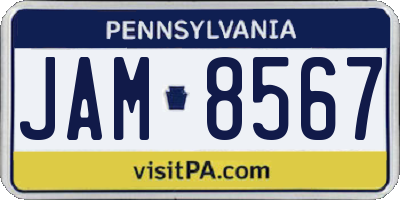 PA license plate JAM8567