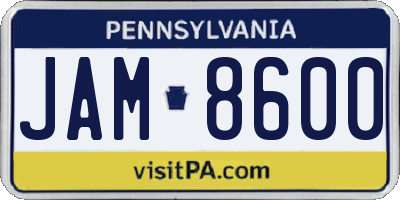 PA license plate JAM8600
