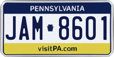 PA license plate JAM8601