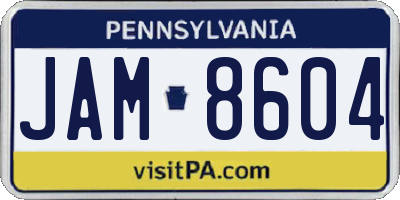 PA license plate JAM8604
