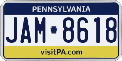 PA license plate JAM8618