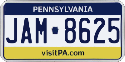 PA license plate JAM8625