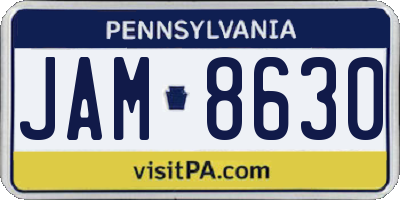 PA license plate JAM8630