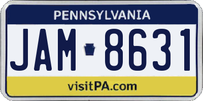 PA license plate JAM8631