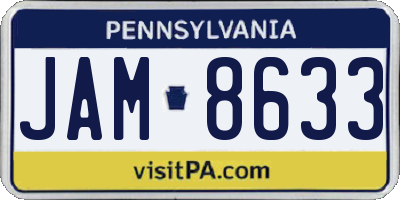 PA license plate JAM8633