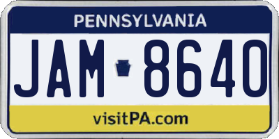 PA license plate JAM8640