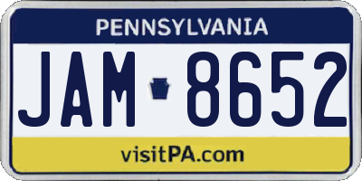 PA license plate JAM8652