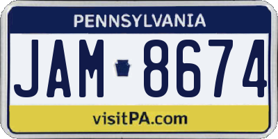 PA license plate JAM8674