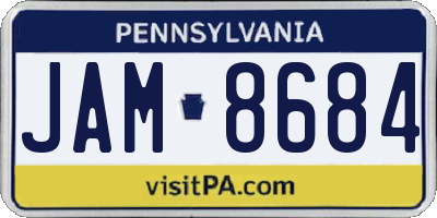 PA license plate JAM8684