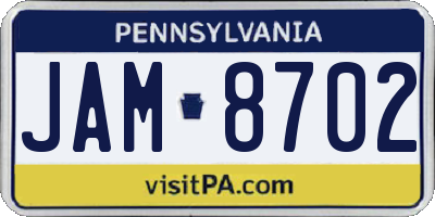 PA license plate JAM8702