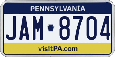 PA license plate JAM8704
