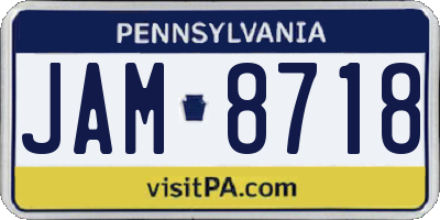 PA license plate JAM8718