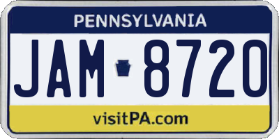 PA license plate JAM8720
