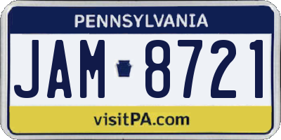 PA license plate JAM8721