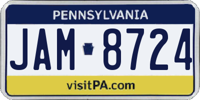 PA license plate JAM8724