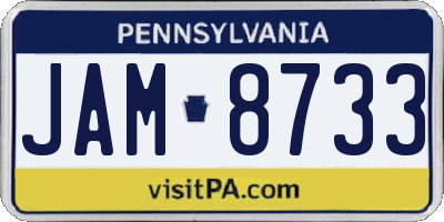 PA license plate JAM8733