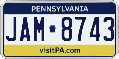 PA license plate JAM8743