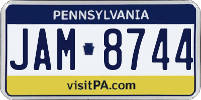 PA license plate JAM8744