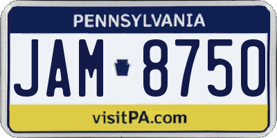 PA license plate JAM8750